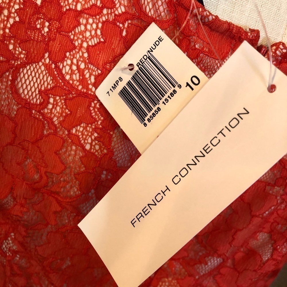 French Connection Satin Lined Lace Coral Dress 10 New NWT - Picture 4 of 7